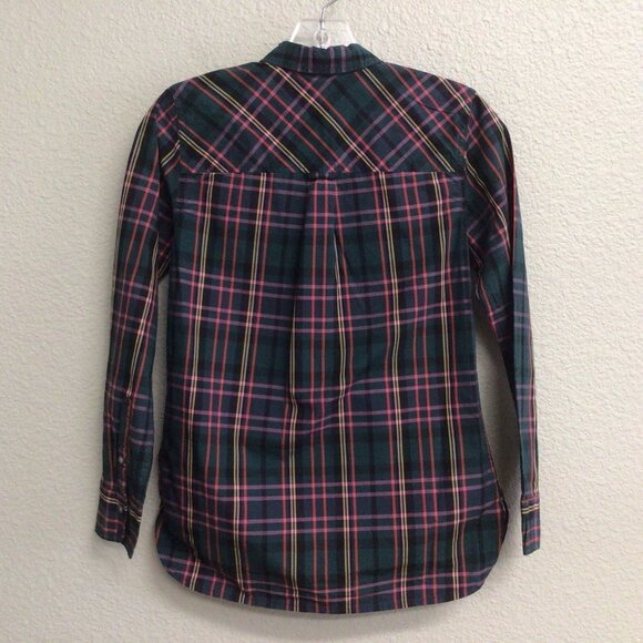 J. Crew Classic Women's OP Popover Shirt Cotton Long Sleeve Tartan Plaid Petite - Picture 9 of 9